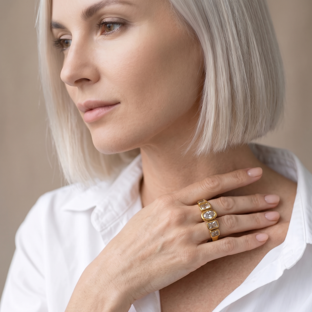 Crystal Band Ring worn by model d11