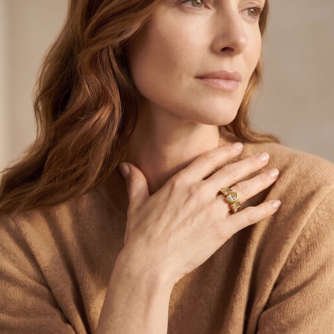 Crystal Band Ring worn by model e07