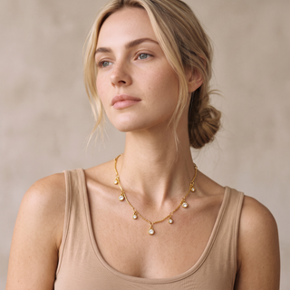 Crystal Droplet Necklace worn by model d02