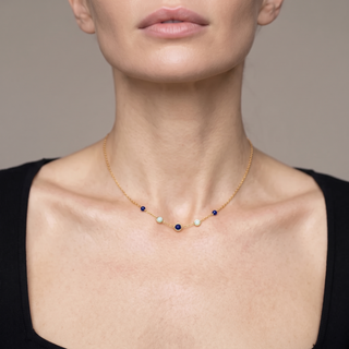 Dainty Bead Layering Necklace worn by model d05