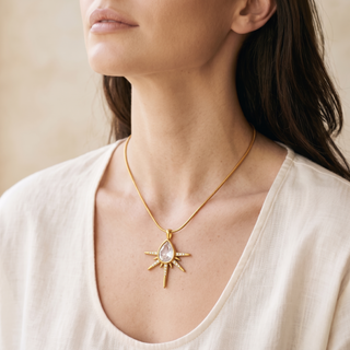 Starburst Crystal Necklace worn by model d01