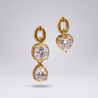 Heart & Drop Crystal Earrings