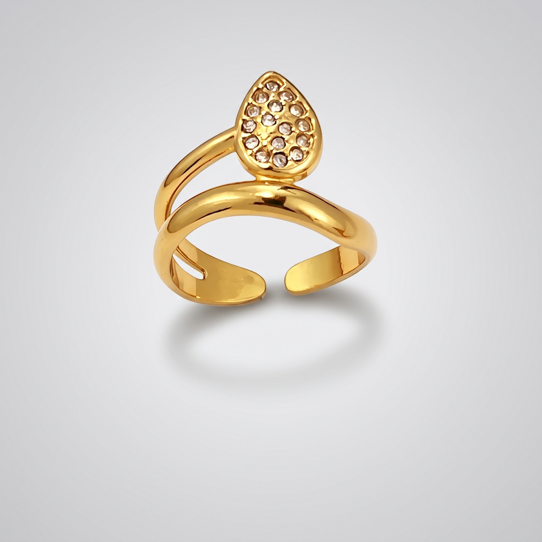 Open Band Crystal Ring