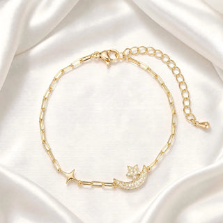 Céleste Moon & Star Bracelet in gold