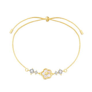 Blanche Clover Bracelet with white shell clover in gold