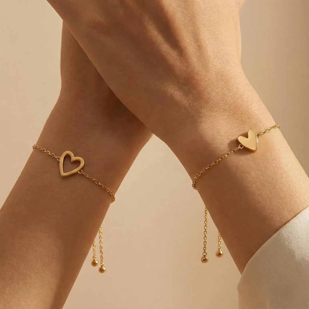 Matching Hearts Bracelet Set for mum and daughter