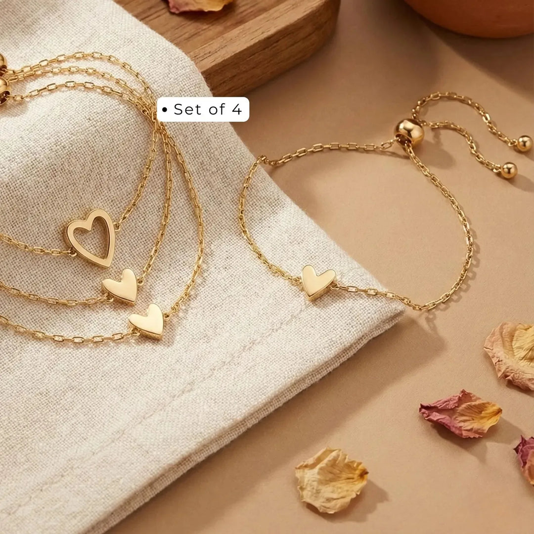 Matching Hearts Bracelet Set worn on the wrist