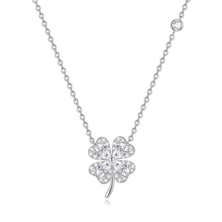 Aurora Clover Necklace with four-leaf clover pendant and crystal detail