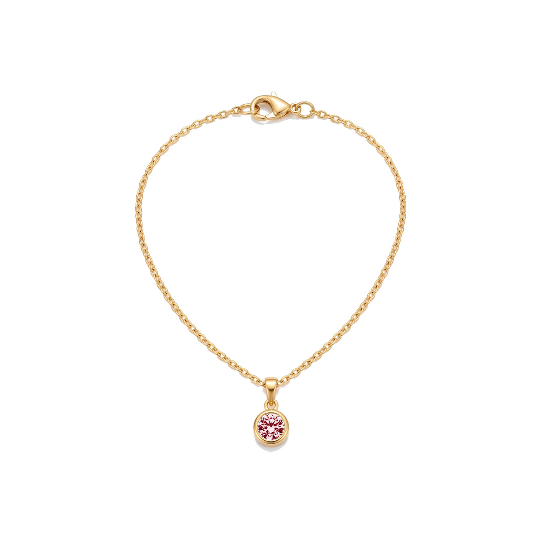 Birthstone Pendant Necklace, gold, January - Red