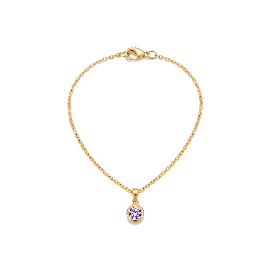 Birthstone Pendant Necklace, gold, February - Violet