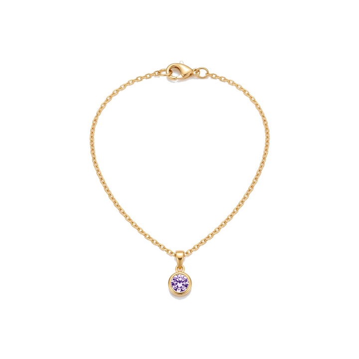 Birthstone Pendant Necklace, gold, February - Violet