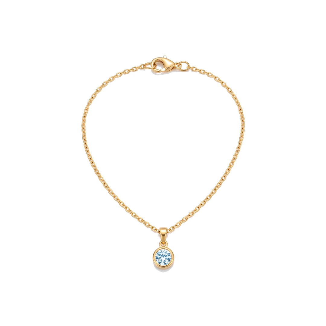 Birthstone Pendant Necklace, gold, March - Light Sapphire