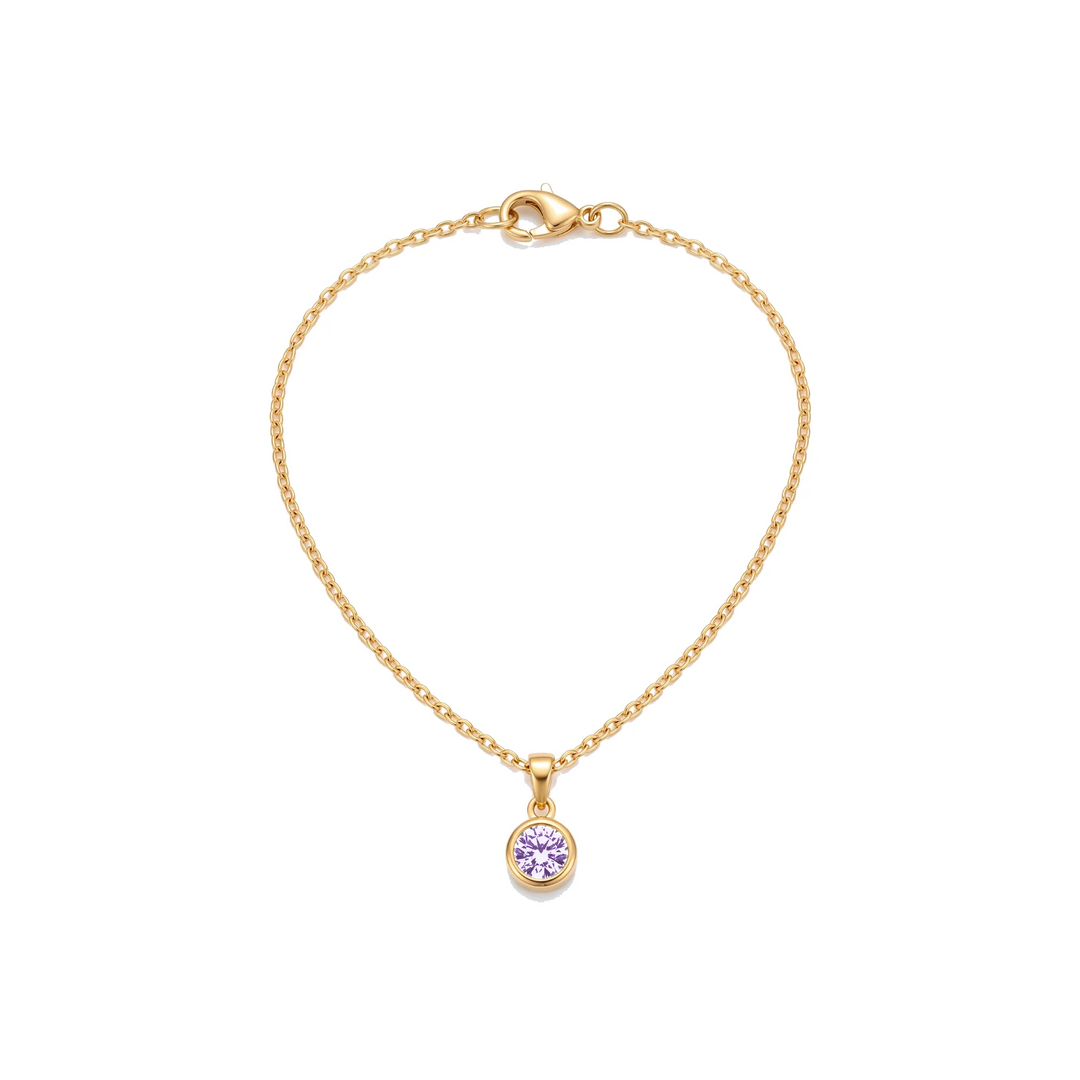 Birthstone Pendant Necklace, gold, June - Amethyst
