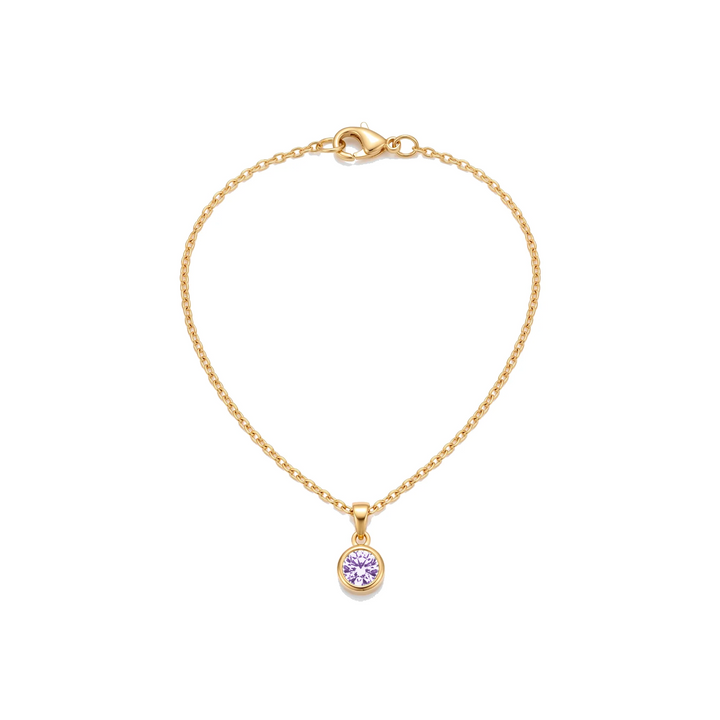 Birthstone Pendant Necklace, gold, June - Amethyst