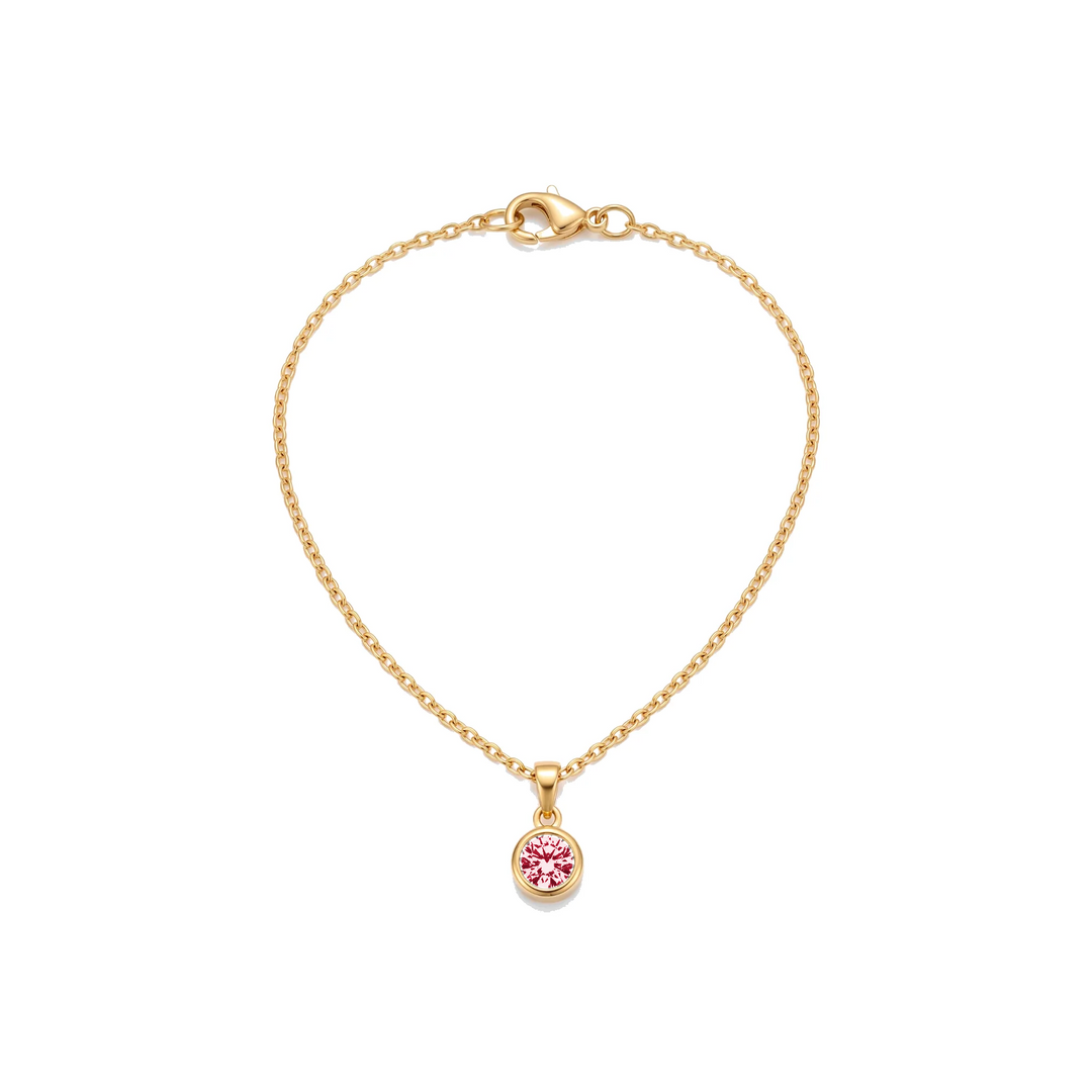 Birthstone Pendant Necklace, gold, July - Rose