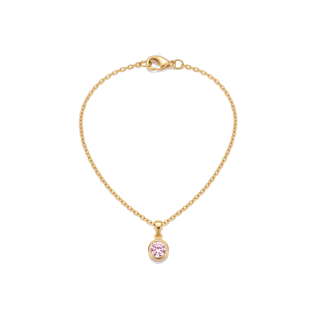 Birthstone Pendant Necklace, gold, October - Light Rose