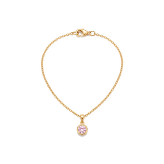 Birthstone Pendant Necklace, gold, October - Light Rose