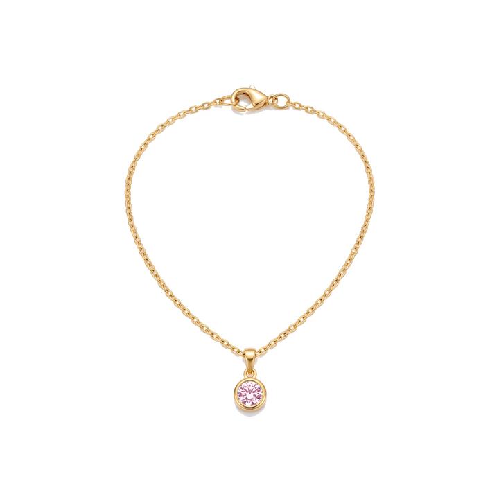 Birthstone Pendant Necklace, gold, October - Light Rose