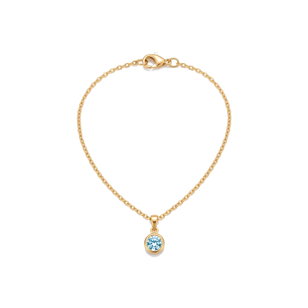 Birthstone Pendant Necklace, gold, December - Aquamarine