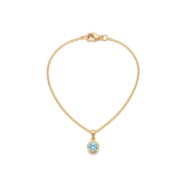 Birthstone Pendant Necklace, gold, December - Aquamarine