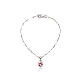Birthstone Pendant Necklace, silver, January - Red