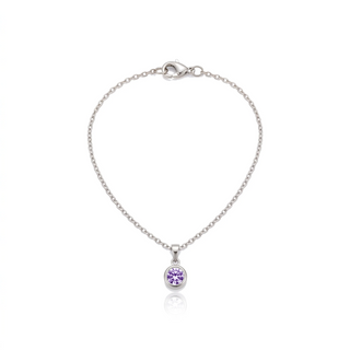 Birthstone Pendant Necklace, silver, February - Violet