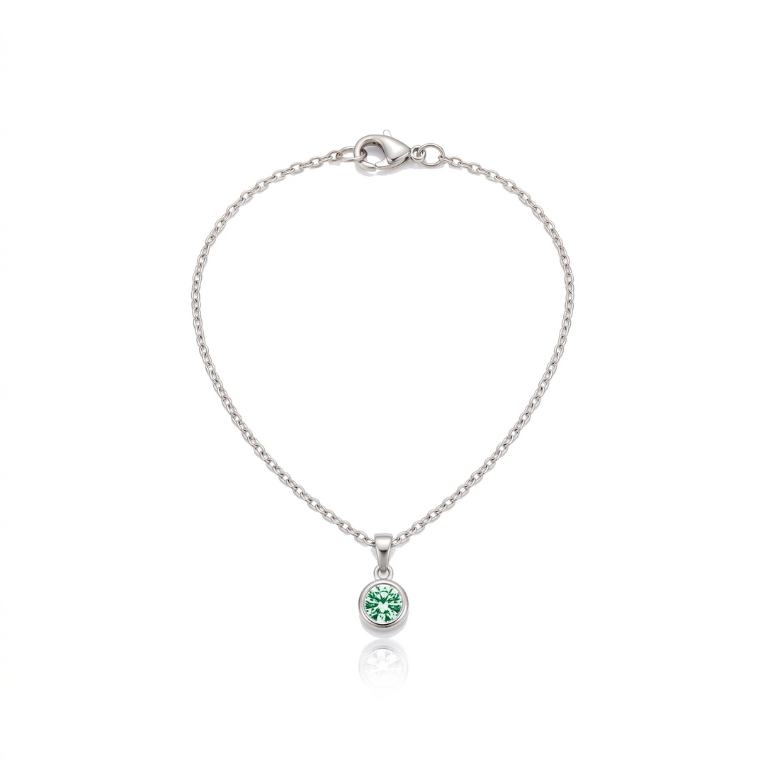 Birthstone Pendant Necklace, silver, May - Emerald