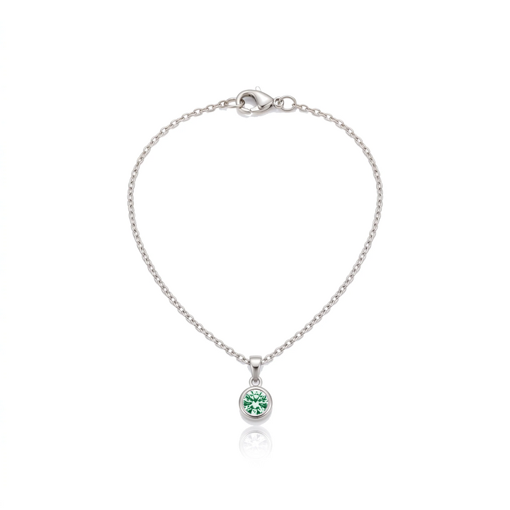 Birthstone Pendant Necklace, silver, May - Emerald