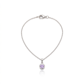 Birthstone Pendant Necklace, silver, June - Amethyst