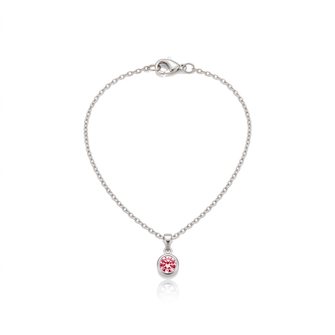 Birthstone Pendant Necklace, silver, July - Rose