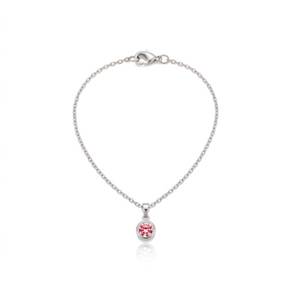 Birthstone Pendant Necklace, silver, July - Rose
