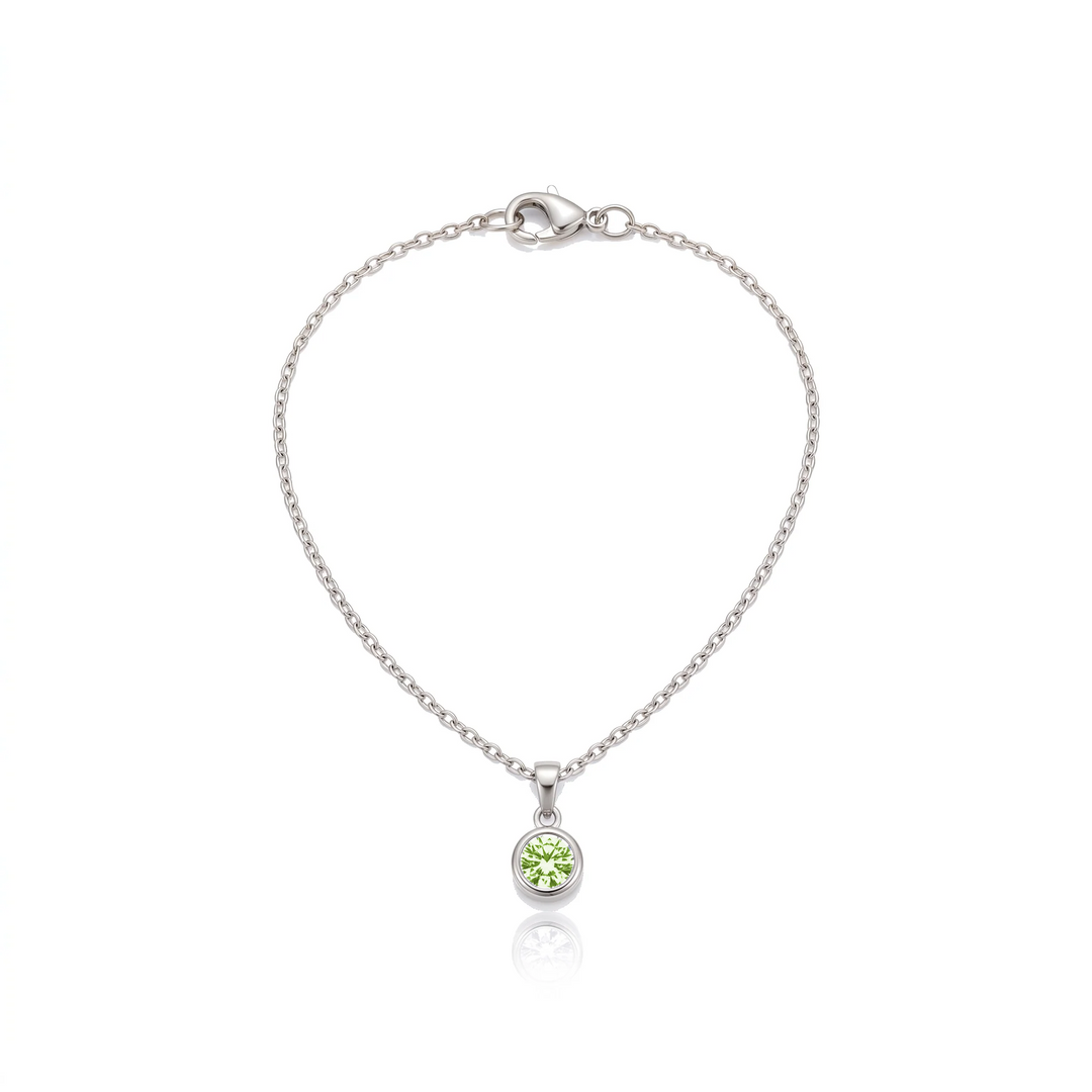 Birthstone Pendant Necklace, silver, August - Peridot