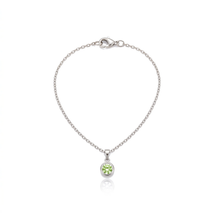 Birthstone Pendant Necklace, silver, August - Peridot