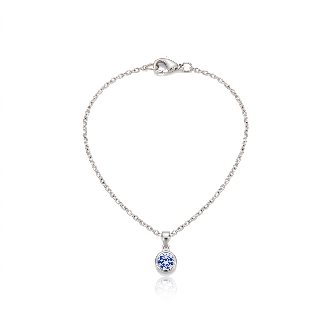 Birthstone Pendant Necklace, silver, September - Sapphire