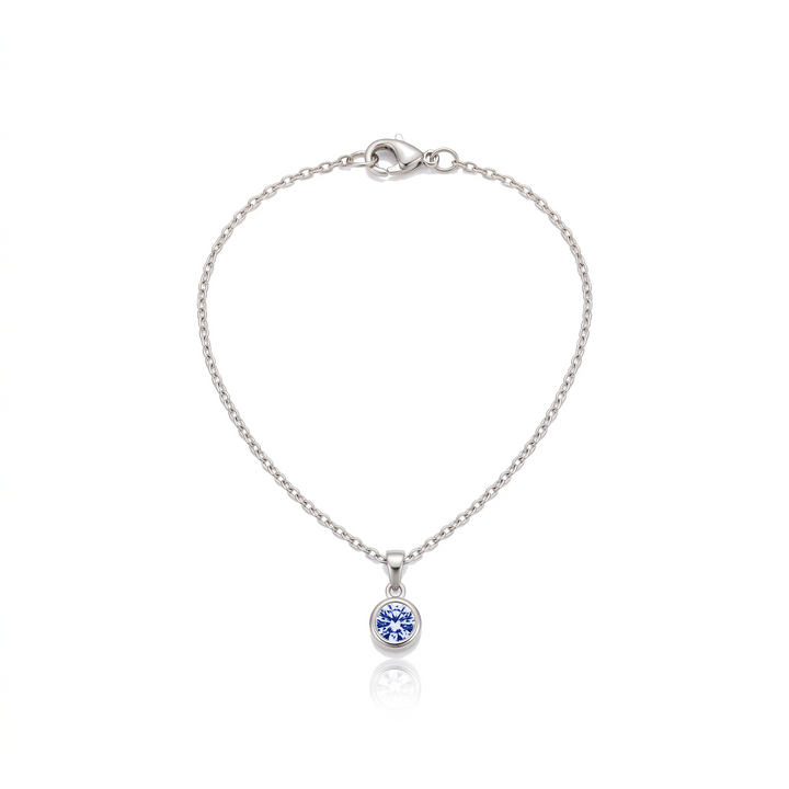 Birthstone Pendant Necklace, silver, September - Sapphire