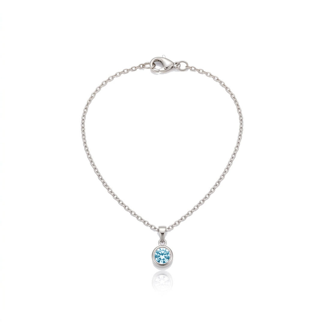 Birthstone Pendant Necklace, silver, December - Aquamarine