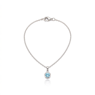 Birthstone Pendant Necklace, silver, December - Aquamarine