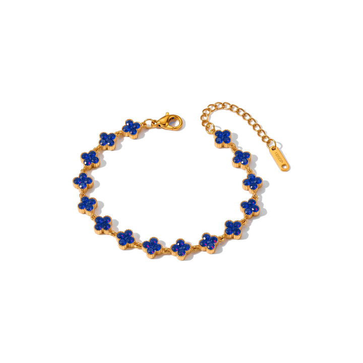 Bloom Crystal Bracelet with blue crystals on white background