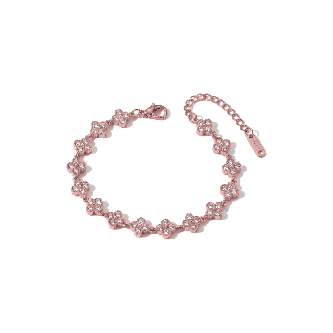 Bloom Crystal Bracelet in rose gold on white background