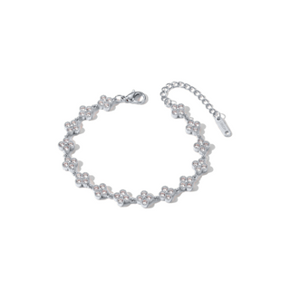 Bloom Crystal Bracelet in silver on white background