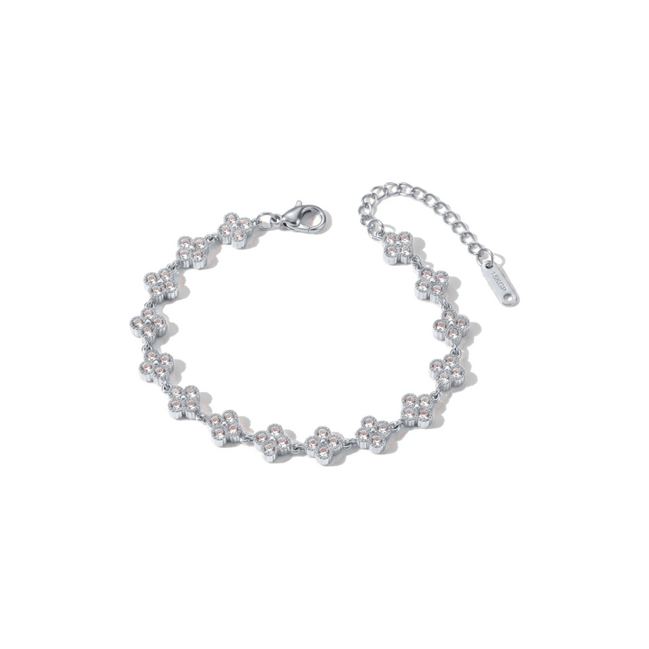Bloom Crystal Bracelet in silver on white background