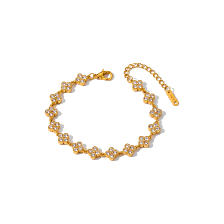 Bloom Crystal Bracelet in gold on white background