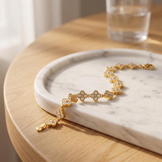 Bloom Crystal Bracelet on a marble tray
