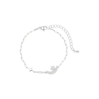 Céleste Moon & Star Bracelet in silver on white background