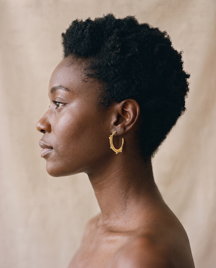Beaded Open Hoop Earrings worn by model c01