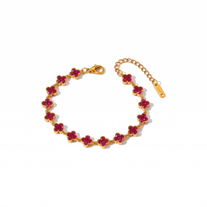 Bloom Crystal Bracelet with red crystals on white background