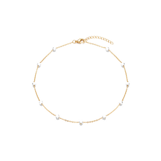 White Enamel Bead Choker in gold on white background