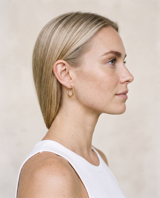 Beaded Open Hoop Earrings worn by model e06
