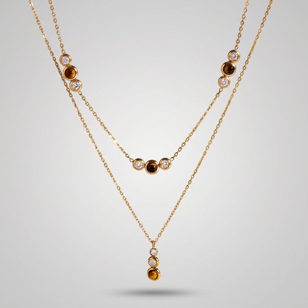 Amber Stone Layered Necklace