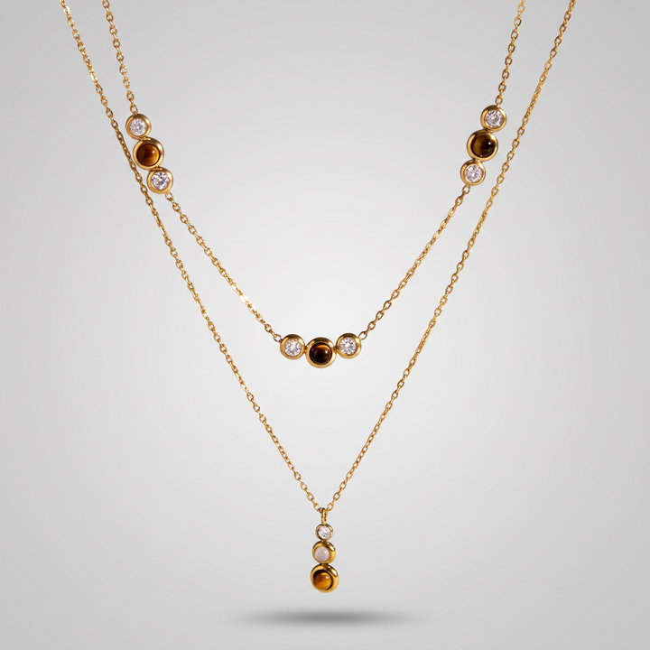Amber Stone Layered Necklace